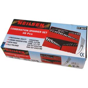 48-Piece Full Polish Spanner Set 6-25mm & 1/4-1 Inch for All Jobs CT0876