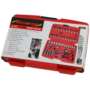 48 Piece 1/4 Inch Drive Socket Set – Metric Sizes with Ratchet and Bits CT0437