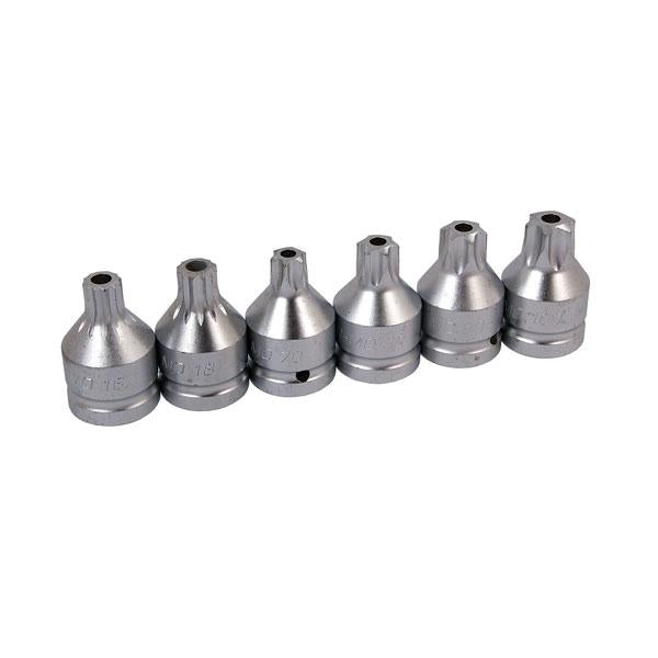 6pc 3/4in Drive Star & Spline Bit Set - T70-T100 & M16-M18 CRM Steel CT1389