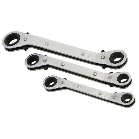 3pc Offset Ratchet Ring Spanner Set Metric 10–17mm Chrome Plated Durable CT1625