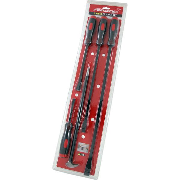 High-Grade 5pc Pry Bar Set – 8, 12, 18 & 24 Inch Roll Head Bars CT1798
