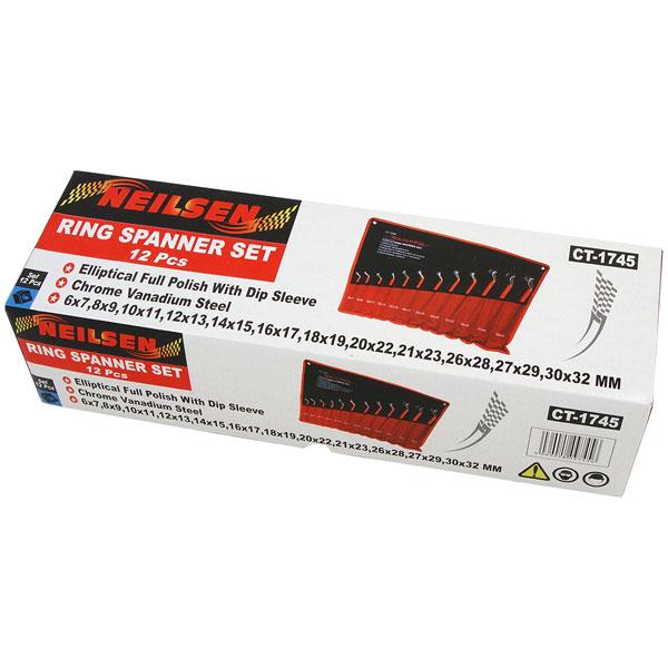 12pc Double Ring Offset Spanner Set Metric 6–32mm Durable Workshop Tool CT1745