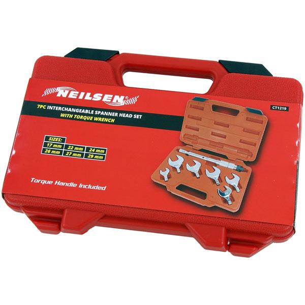 7pc Interchangeable Spanner Head Set with Torque Wrench 17–29mm Sizes CT1219