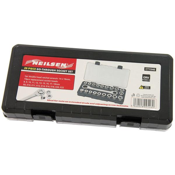 Go-Through Socket Set Hex Drive Double Head Tools CT1546