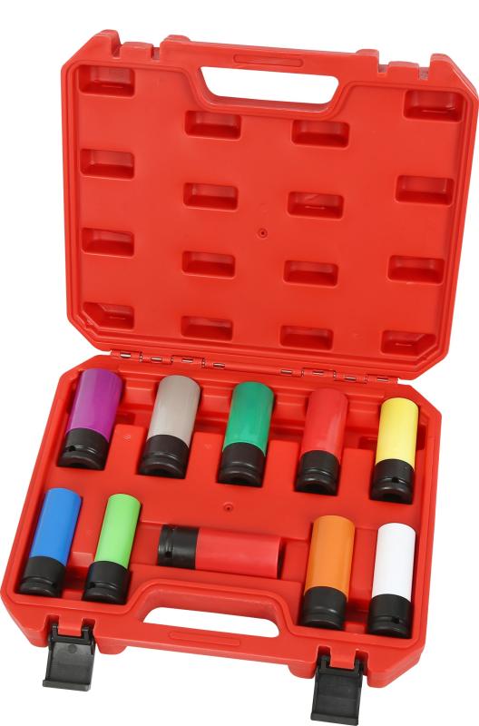 10pc 1/2" Wheel Socket Set – Plastic Sleeve Damage Free Multi Vehicle Kit CT3669