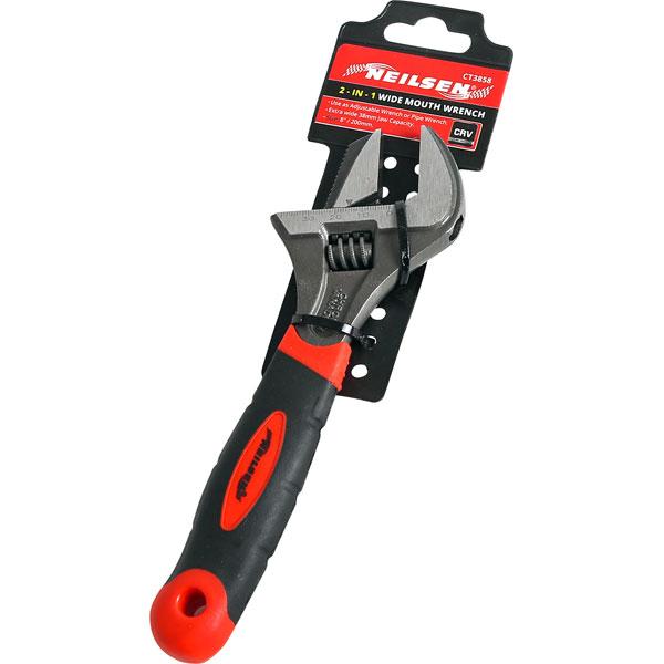 2-in-1 Adjustable Wide Mouth Wrench 38mm Comfort Grip Home & Workshop CT3858