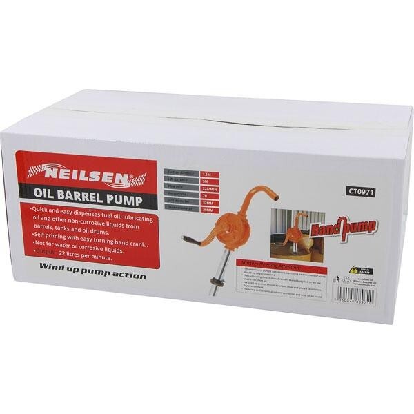 Barrel Pump 25mm Rotary Self Priming Oil Fuel Hand Drum Suction Pump Syphon 71