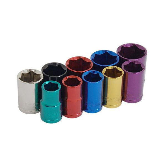 10Pc 1/2" Drive 13-22mm 24mm Shallow Sockets Chrome Vanadium Garage Tool CT0909