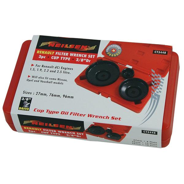 3 Pc Renault Oil Filter Wrench Set Puller Removal Universal Tool Quality CT3448