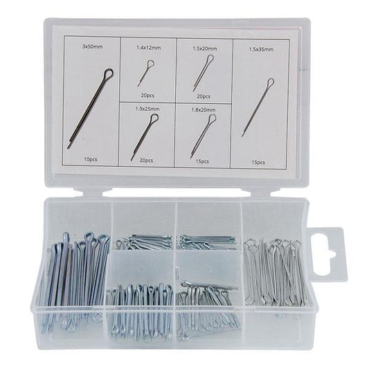 100Pc Cotter Pin Assortment Hardware Kit Workshop DIY Tools Garage Steel CT0459