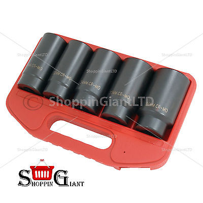 5 Pc 1/2" Drive Deep Impact Socket Set Hub Nut Chrome Molybdenum Tool DIY CT1341