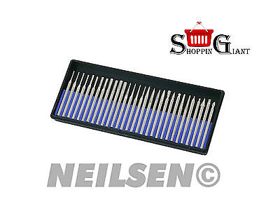 Neilsen 30pc Diamond Coated Point Burr Burrs Set Point Heads Shank CT3132