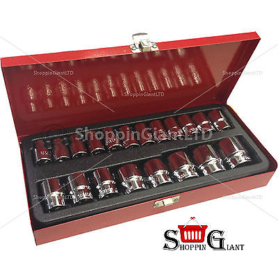 21Pc 1/2" Drive Deep Impact Sockets Set Chrome Vanadium Metric Tool Kit CT1249