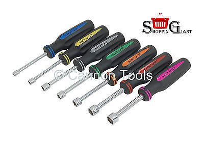 7Pc Nut Driver Set Sae Forged Socket Soft Grip Handle Chrome Plated Tool CT1130