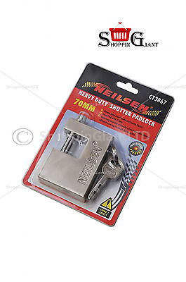 70mm Heavy Duty Shutter Padlock Steel Body With Satin Finish Quality Kit CT3867