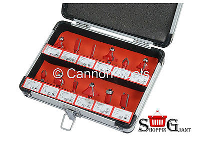 12 Pc Router Bit Set 1/4" Shank Straight Trim Quality Professional Garage CT0504