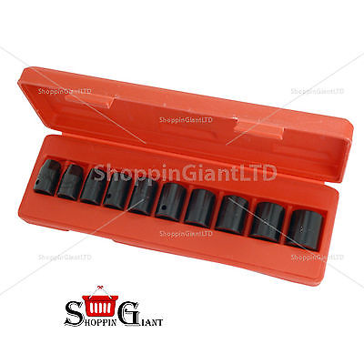 10Pc 1/2" Drive Regular Impact Socket Set Shallow Chrome Vanadium Garage CT0813