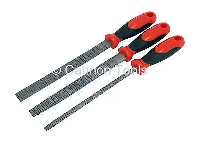 3Pc 200mm 8" Wood Rasp Set Rubber Grip T10 Steel File Woodworking Tool CT2438 Cannon Tools