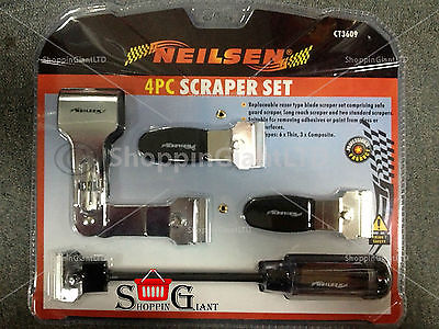 4Pc Scraper Set Replaceable Razor Type Blade Scraper Heavy Duty Quality CT3609