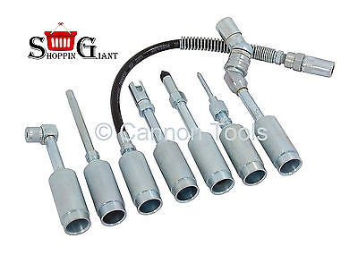 7Pc Grease Gun Lube Adaptor Accessory Kit Hose Straight Extension Adaptor CT1206