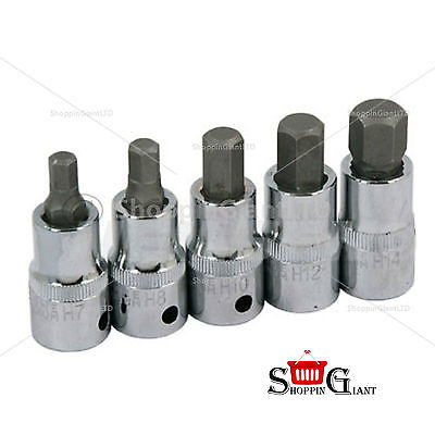 5Pc 1/2" Drive 7-14mm Hex Bit Socket Set Wrench Tool Garage Professional CT3629