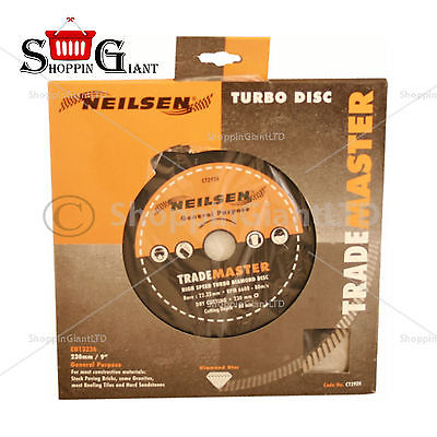 230 mm 9 inch Diamond Dry Cutting Disc Blade Turbo Breaking Strengh 16 Kg CT2926