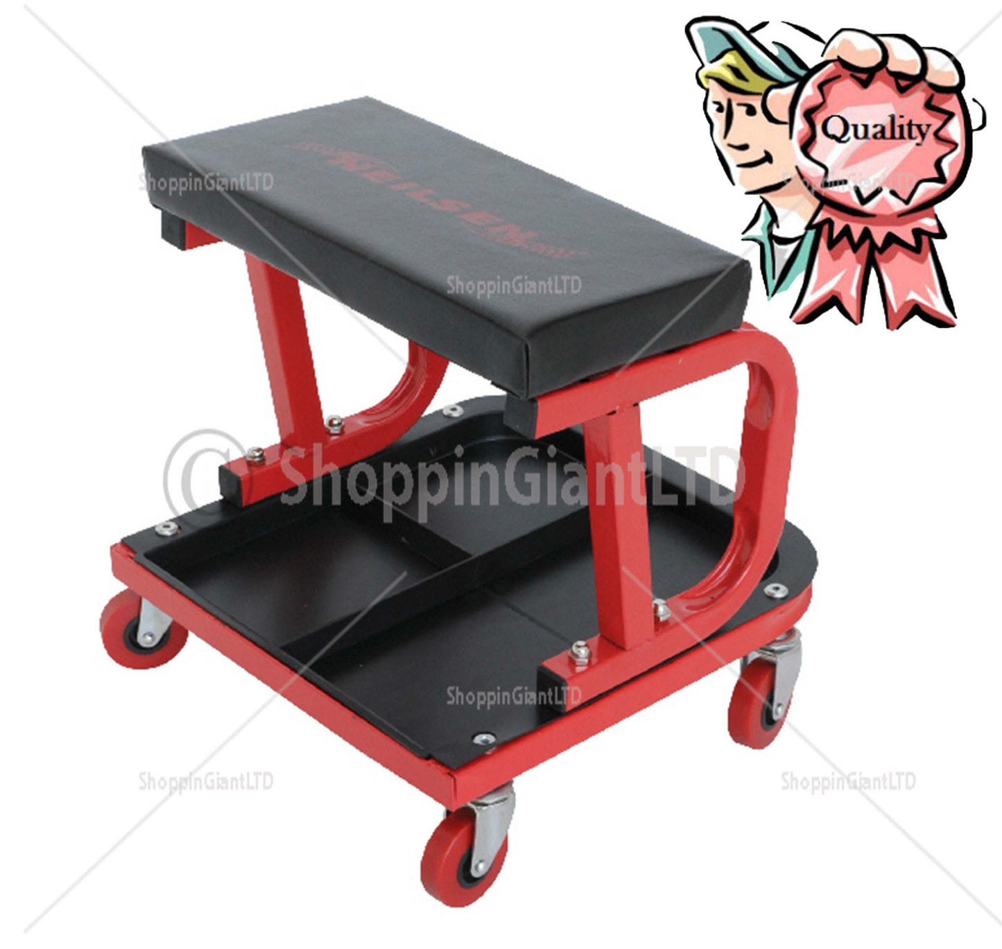 Garage Work Seat Mechanic Creeper Stool Adjustable Swivel Workshop Chair CT1305