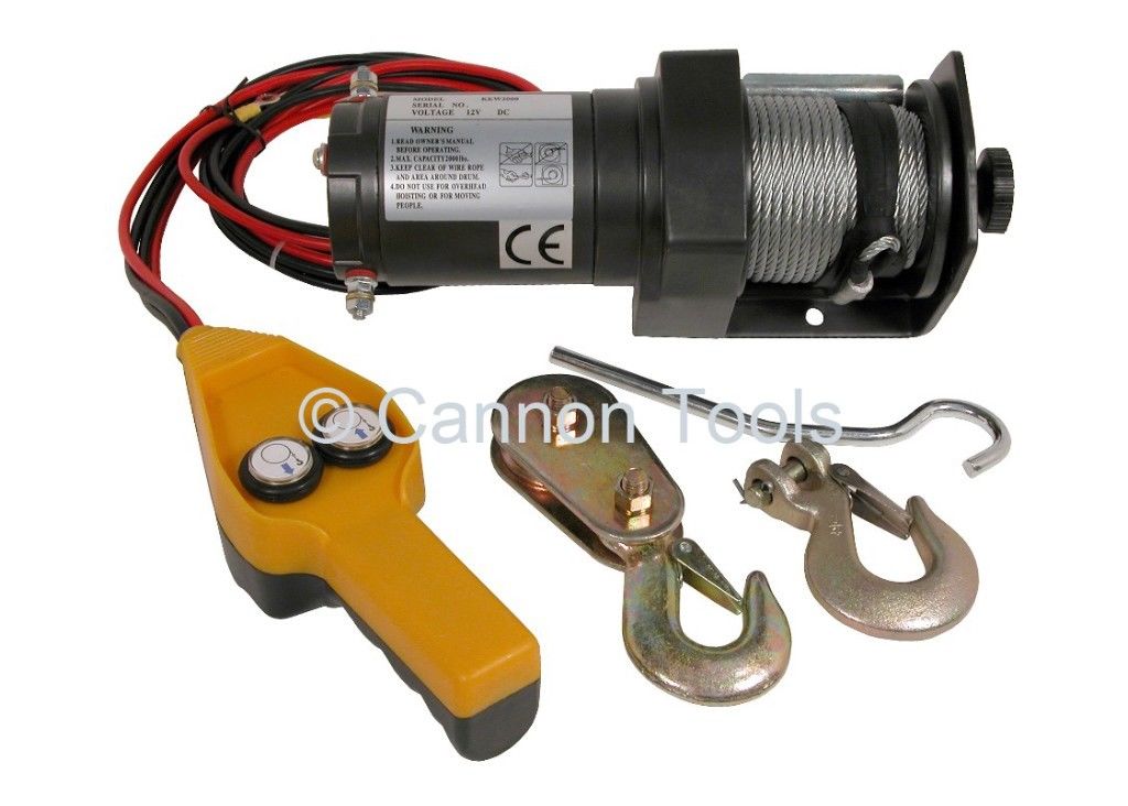 Electric Winch 12V 1000 2000lb Rev Boat Tree Stumps Vehicle Heavy Duty CT0711