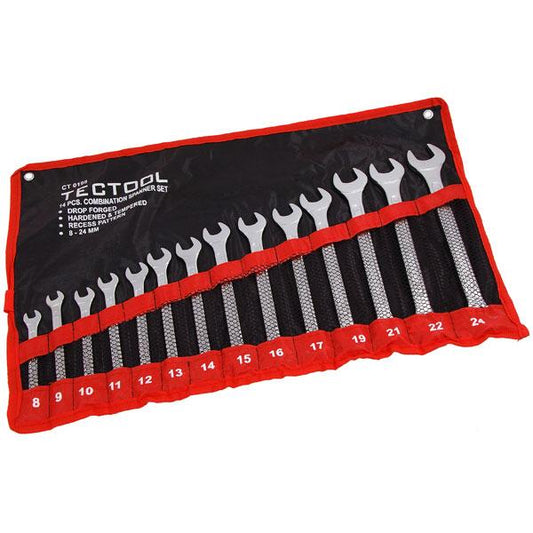 14pc TECTOOL Combination Spanner Set – Drop Forged Metric Wrench Kit CT0198