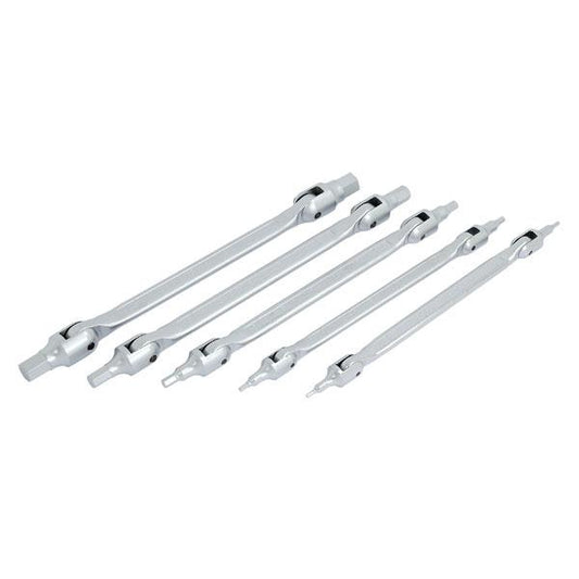 5pc Swivel Head Hex Key Set - 2mm to 14mm Long Chrome Vanadium Wrenches CT1383