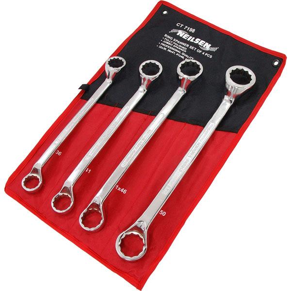 4pcs Jumbo Ring Spanner Set Full Polish – 32x36 to 46x50mm Heavy Duty CT7198