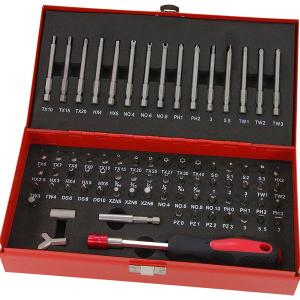75pc Security Bit Set CRV – Standard & Extra Long Bits with Driver Handle CT1209