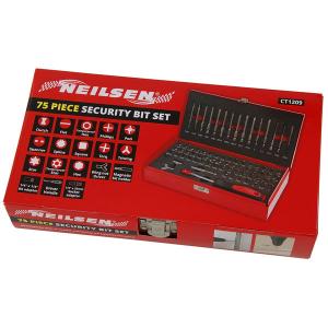 75pc Security Bit Set CRV – Standard & Extra Long Bits with Driver Handle CT1209