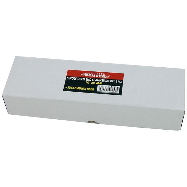 14pc Single Open End Spanner Set Metric 6–32mm Durable Workshop Tool Kit CT1458