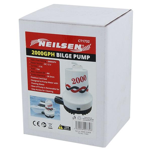 High-Performance 2000GPH 12V Bilge Water Pump with Removable Base & Seal CT1732