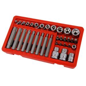 35 Piece 1/4, 3/8 & 1/2 Inch Drive Bit Socket Set – Star Sockets & Holders CT0464
