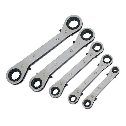 5pc Offset Ratchet Ring Spanner Set Metric 6–21mm Chrome Plated Durable CT1624