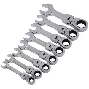 8pc Stubby Flexi-Head Ratchet Spanner Set – 72 Tooth Precision Tools CT2773