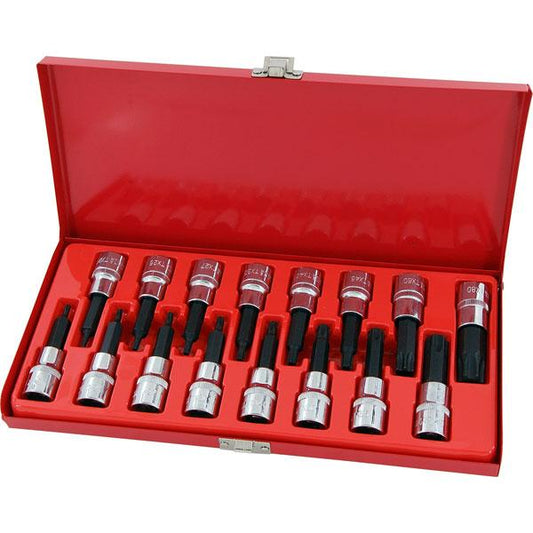 16pc 1/2 Inch Drive Star Bit Set - Tamper Proof Chrome Vanadium Tools Kit CT1256