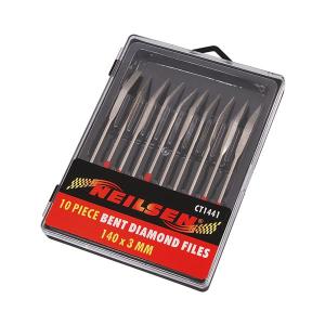 10 Piece Bent Diamond Needle File Set – 140x3mm Hardened & Tempered CT1441