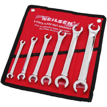 6pc Flaring Tool Flare Nut Spanner Set Metric 6–24mm Fuel Brake AC Lines CT1424