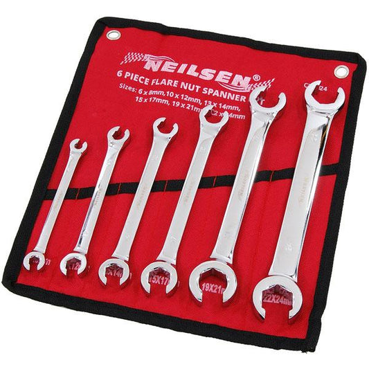 6pc Flaring Tool Flare Nut Spanner Set Metric 6–24mm Fuel Brake AC Lines CT1424