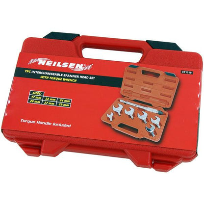 7pc Interchangeable Spanner Head Set with Torque Wrench 17–29mm Sizes CT1219