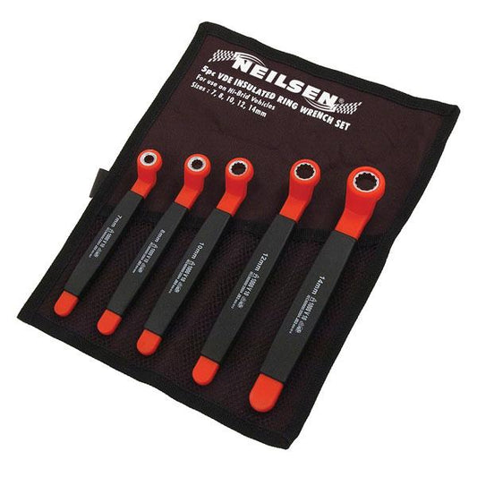 5pc VDE Insulated Box Ring Wrench Set – Single End 7 to 14mm Safety Tools CT3946