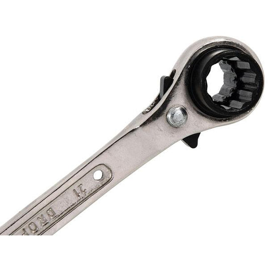 Dual Head Ratcheting Podger Spanner 17mm & 21mm Ratchet Wrench Tool CT1810
