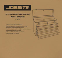 20in Portable Steel Tool Box with 4 Drawers, Cantilever Tray & Lockable Keys CT1475
