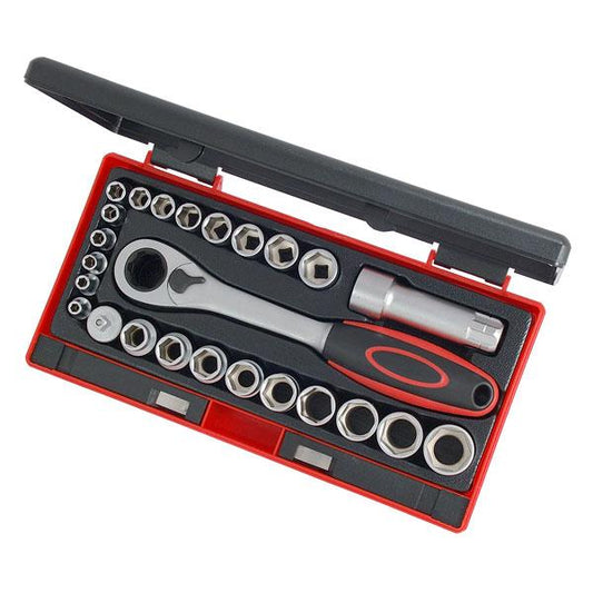 25pc 1/4" Drive Socket Set with Go-Thru Ratchet CT1717