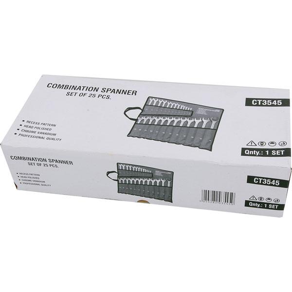 25pc Combination Spanner Set – Polished Chrome Vanadium Steel 6-32mm Tools CT3545