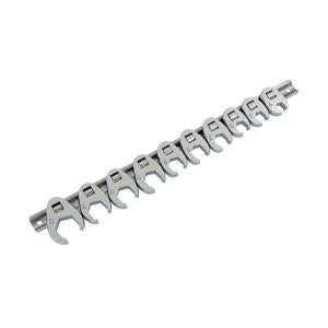 10 Piece 3/8" Drive Crow Foot Wrench Set – Metric Sizes with Storage Rail