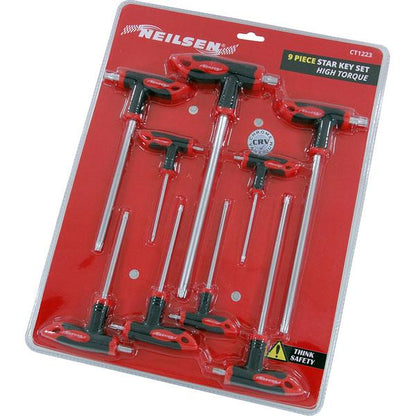 9pc High Torque Star Key Set - T10 to T50 Torx Wrench Tools for Workshop CT1223